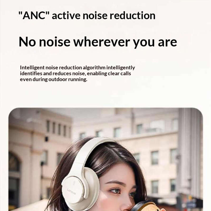 ANC - Lenovo EH150 ANC Headset Wireless bluetooth Headphone 40mm Driver Low Delay Foldable Design Ov