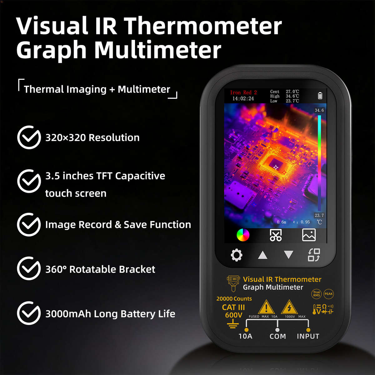 With Macro Lens - BSIDE SH6 Thermal Imaging Multimeter 320x320 Handheld IR Camera 3.5" Touch Screen