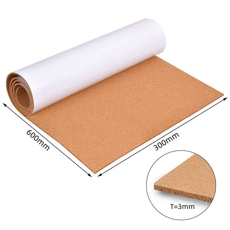 Brown - Self Adhesive Cork Board Roll 1/8 Inch Thick 11.8 x 23.6 Inches Natural Cork Material Custom