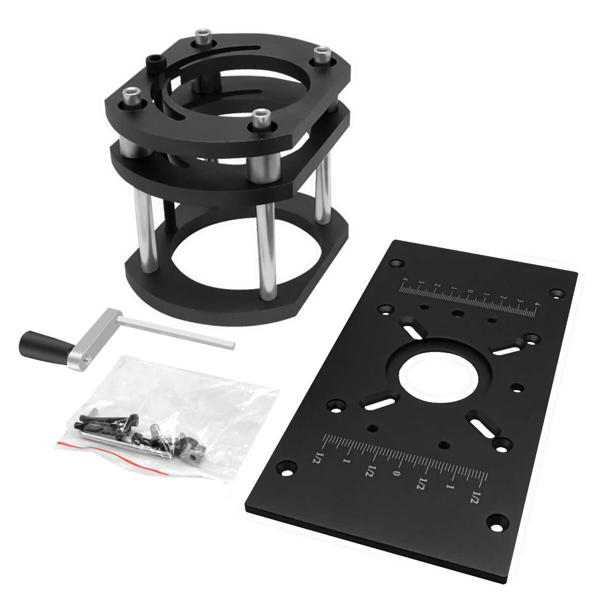 M8 Black/Red CNC Router with Aluminum Inverted Plate Lift Table and Electric Wood Milling Platform