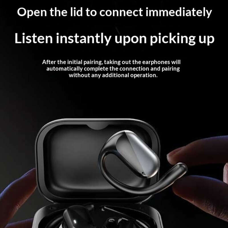 Black - LENOVO EA340 Open-Ear Earhooks Wireless bluetooth 5.4 Earphone 14.2mm Large Moving Coil Low