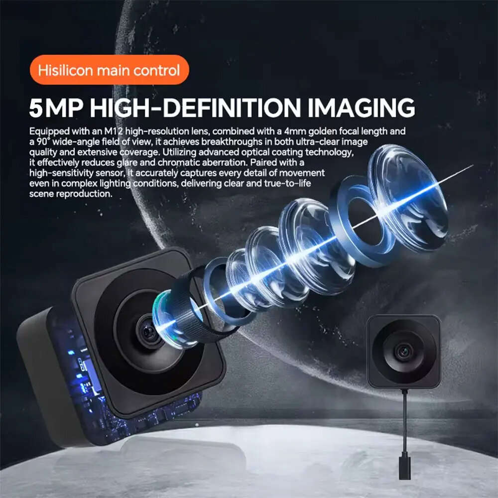 Black - Tuya 5MP 2K 5G WiFi IP Camera Indoor Magnetic Window Security Camera Ai Detections With Time
