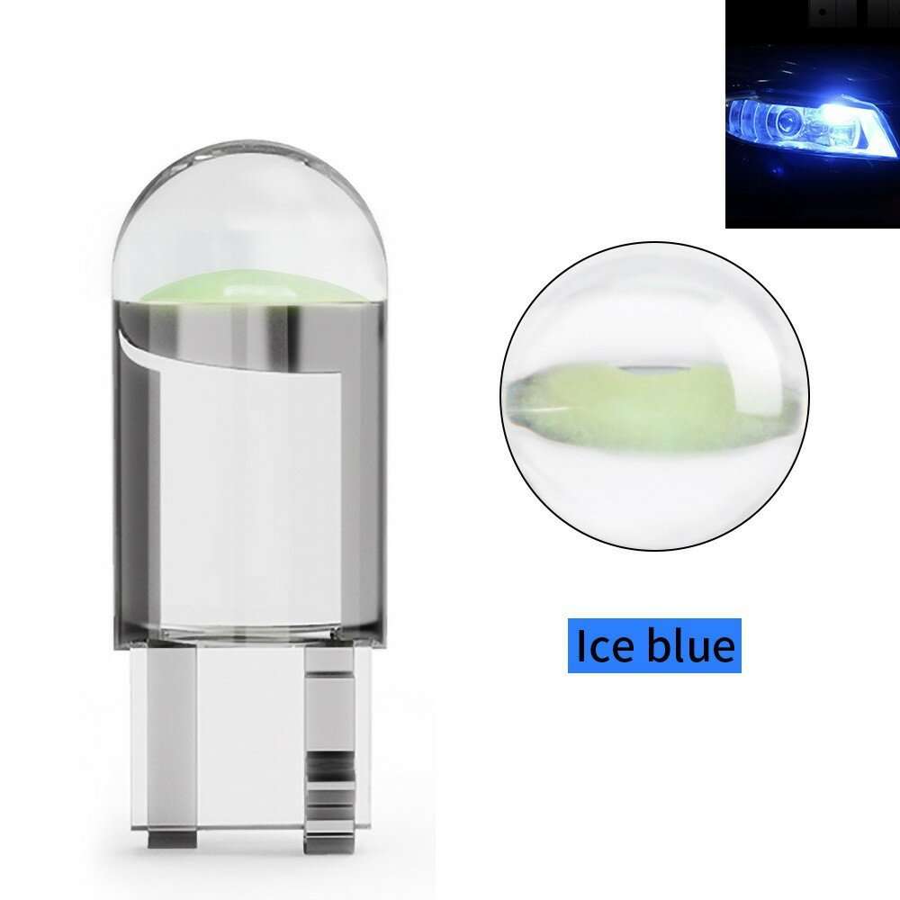 Yellow - 50 X T10 Car Width Light Bulbs Crystal Transparent Integrated LED Small Car Lights Cob High
