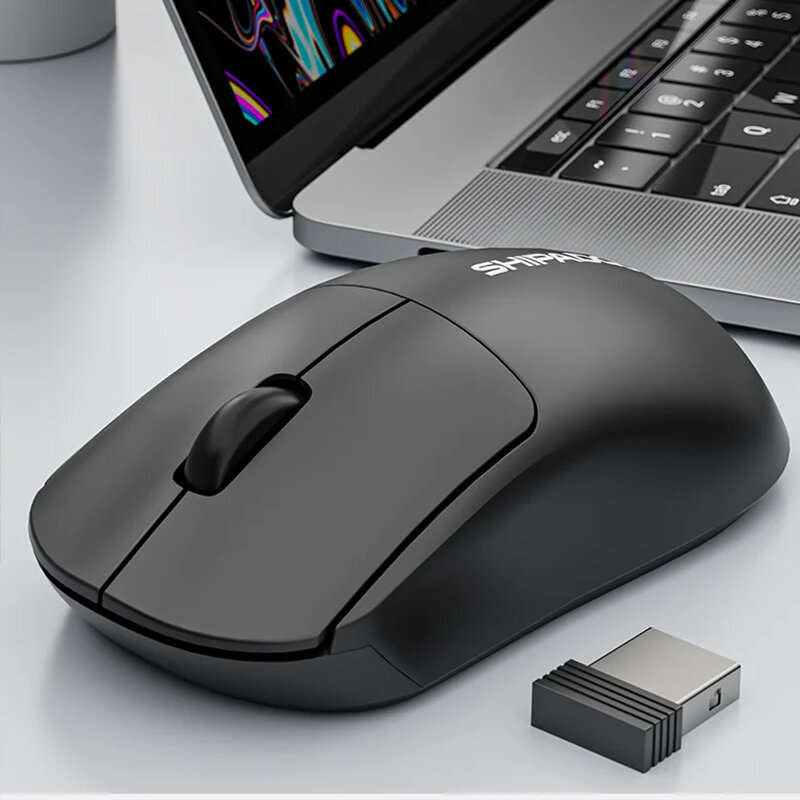 Black - SHIPADOO W200 2.4G Wireless Mouse 1000DPI Ergonomics Laptop Tablet Desktop Gamer Mice Plug a