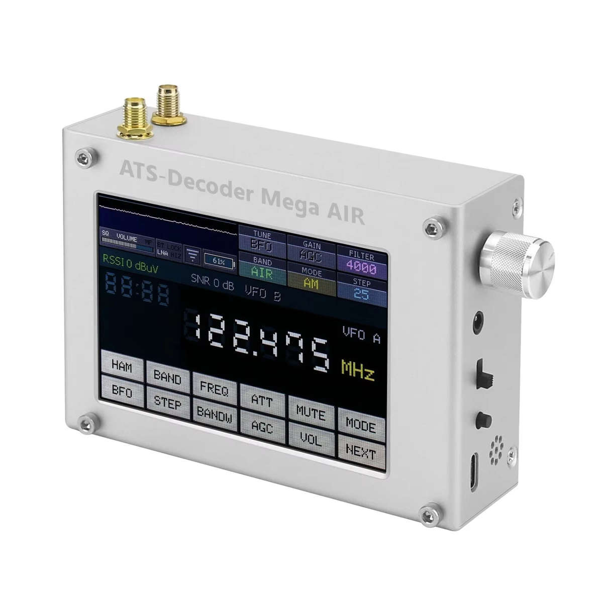 Silver - HamGeek ATS-Decoder Air V4.2x 4inch Si4735 Full Band Radio Receiver FM RD AM Bluetooth with