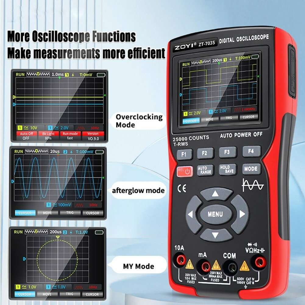 Standard - ZOYI 703S 3-in-1 Dual Channel 50MHZ Bandwidth Handheld Oscilloscope Multimeter Generator