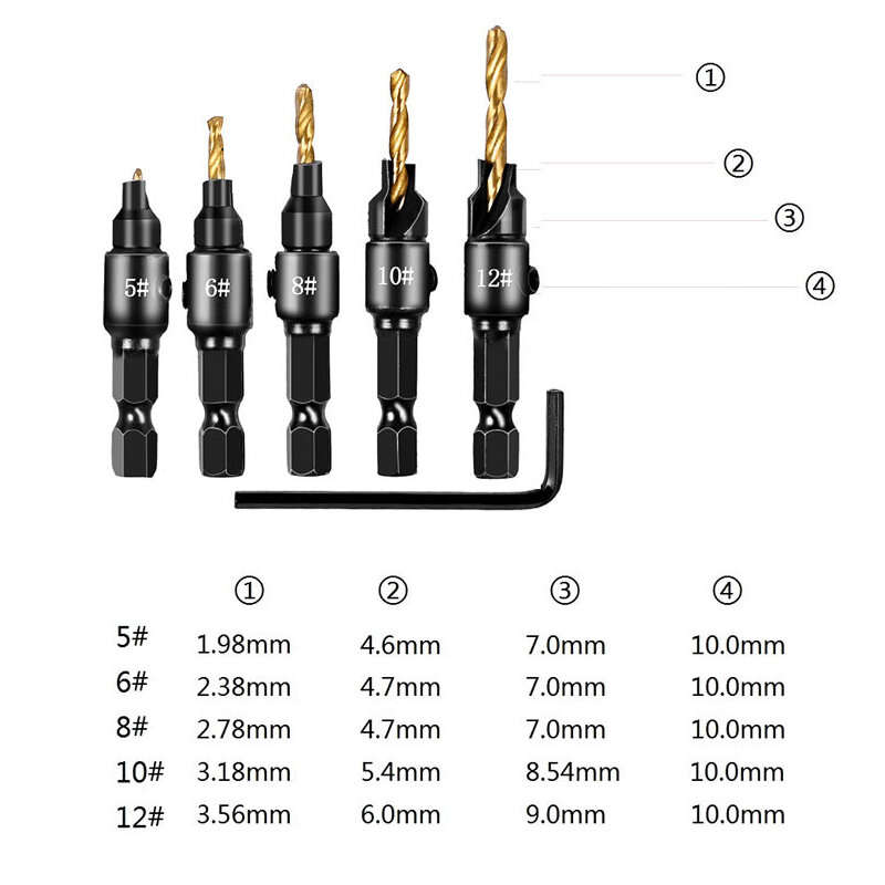 A - 14pcs Wood Plug Cutter Drill Cutting Tool Drill Bit Set Straight And Tapered Taper Woodworking C