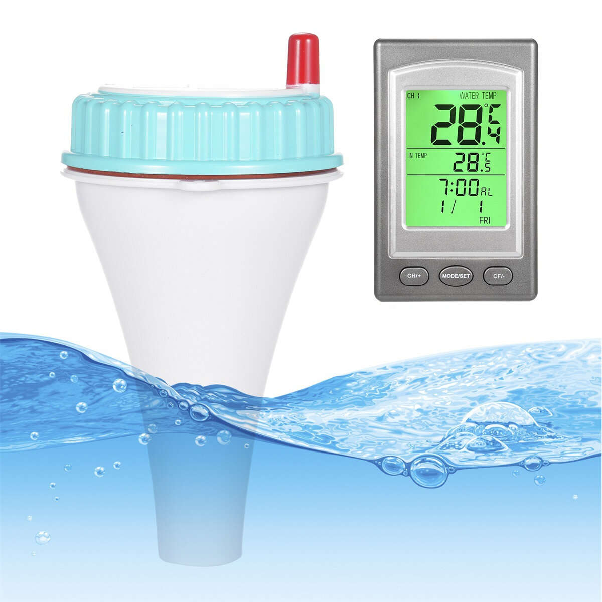 Solar-Powered Wireless Floating Pool Thermometer High Precision Sensor Long-Range Connectivity Easy