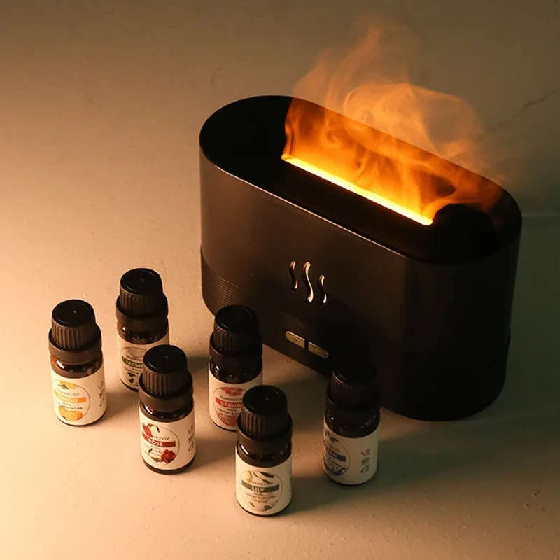 White - Colorful Flame Aroma Diffuser USB Powered Atmosphere Decorative Lamp Creative Humidifier Lig