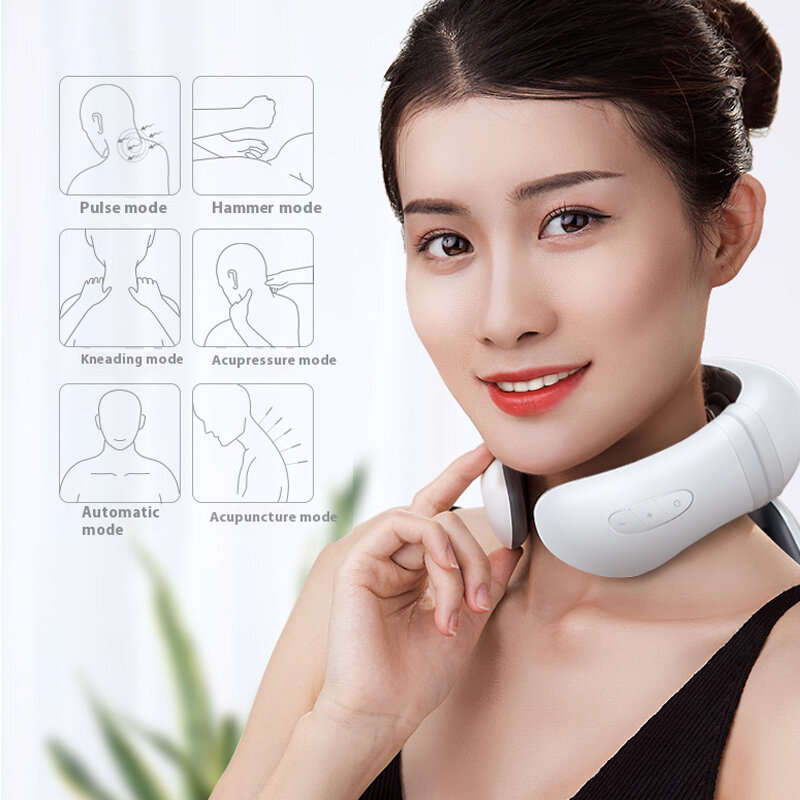 White - KONKA H99 Neck Massager 15 Intensity Levels 6 Massage Modes USB Rechargeable Shoulder Neck M