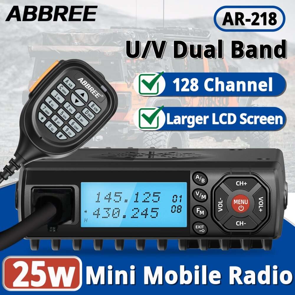 Standard Version with add mount+cable+antenna - ABBREE AR-218 25W Mini Mobile Radio Dual Band VHF/UH