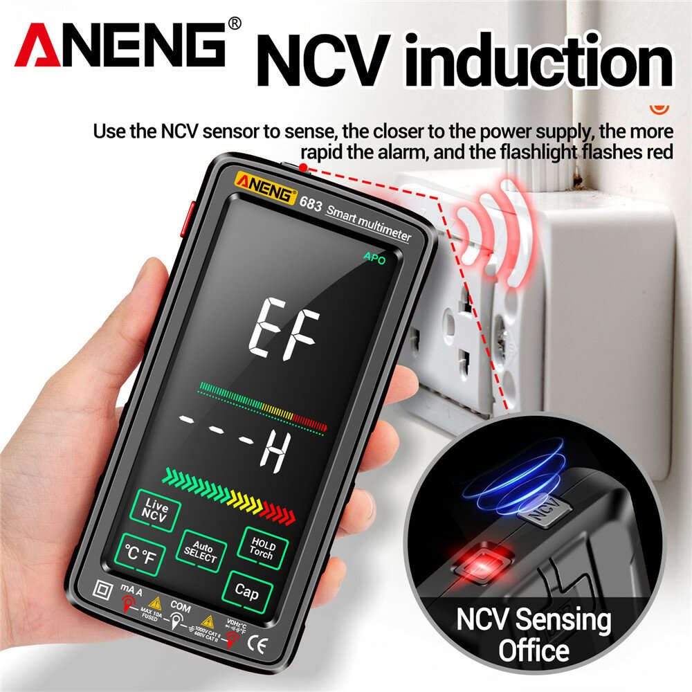 683 Black Pro - ANENG 683 Smart Multimeter High-end Touch 6000 Counts Multimetro Test Rechargeable M