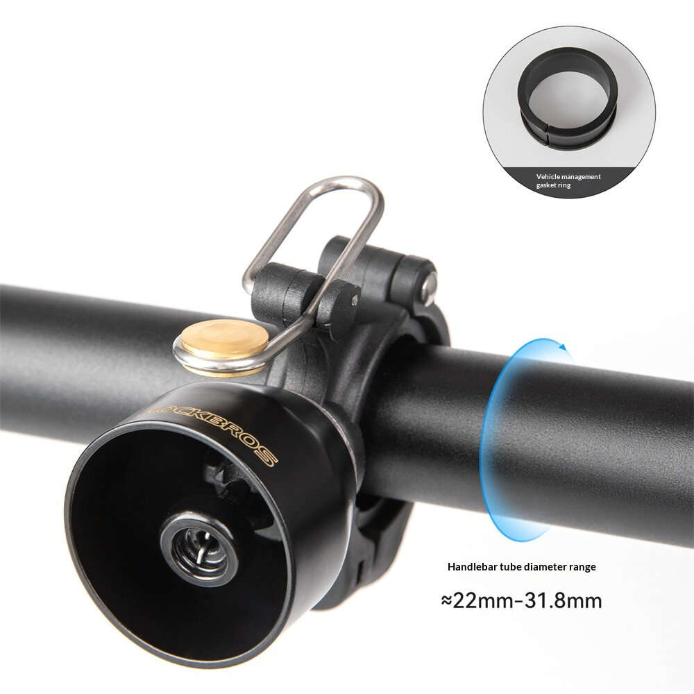 Titanium - ROCKBROS Mini 90dB Press-type Bicycle Bell Retro High Decibel Crisp Cycling Horn for 22-3