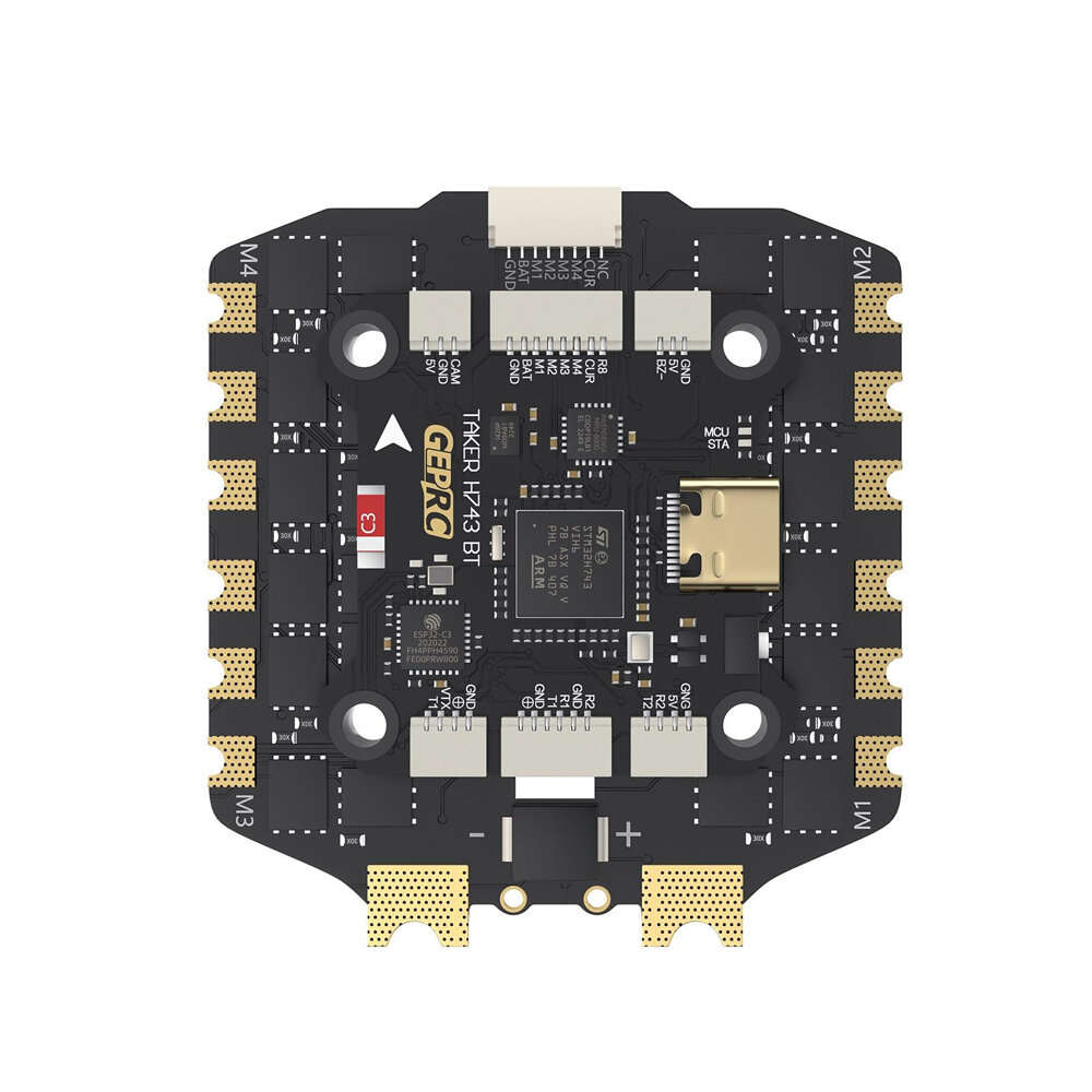 H743 80A Stack - 30.530.5mm GEPRC TAKER H743 BT 3-6S 80A Stack Flight Controller 5V 12V BEC Output H