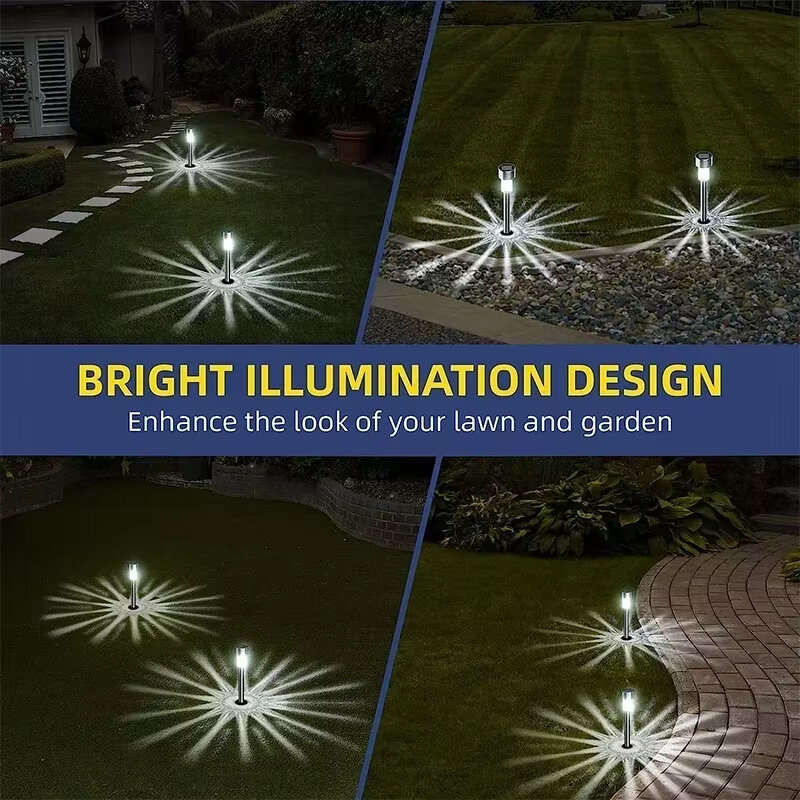 10pcs Warm White Light - Elfeland 10PCS LED Solar Lawn Path Light Stainless Steel Waterproof Garden