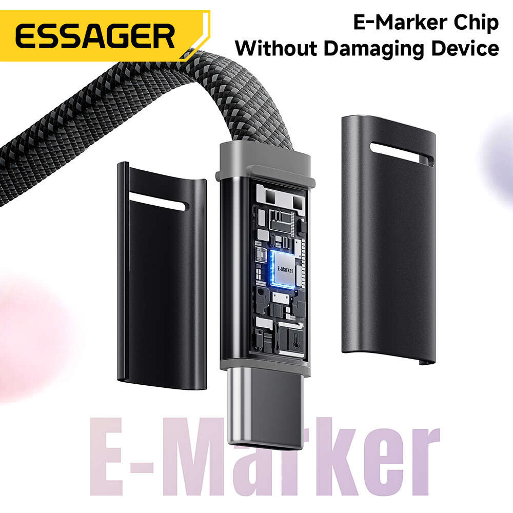 Black - ESSAGER ES-X85 5A 100W USB-C to USB-C Cable Fast Charging Data Transmission Copper Core Line