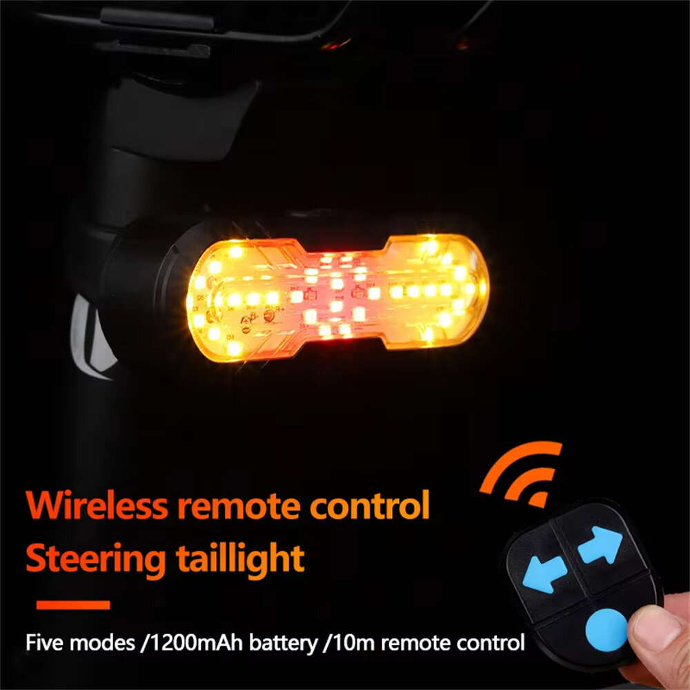 Black - BIKIGHT 2 in 1 Wireless Remote Warning Turn Bike Taillight 5 Iighting Modes 70dB Loud Bell 1