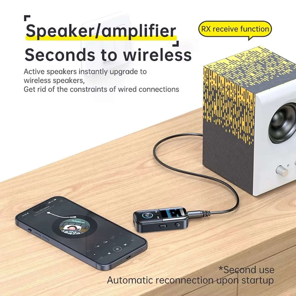 Black - Bluetooth Audio Receiver/Transmitter Wireless Audio For Car Music Headphone Speaker PC TV 20