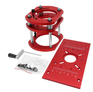 M8 Black/Red CNC Router with Aluminum Inverted Plate Lift Table and Electric Wood Milling Platform