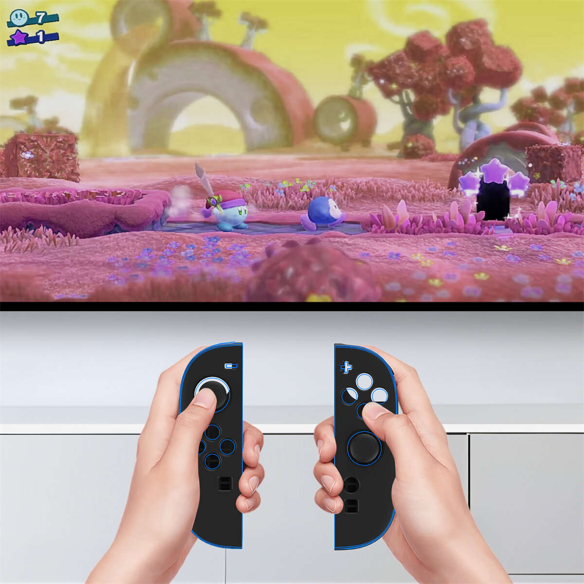 Blue/Orange - JYS JYS-NS2292 Switch2 Joycon Left and Right Handle+Joystick Caps Anti-slip Shockproof