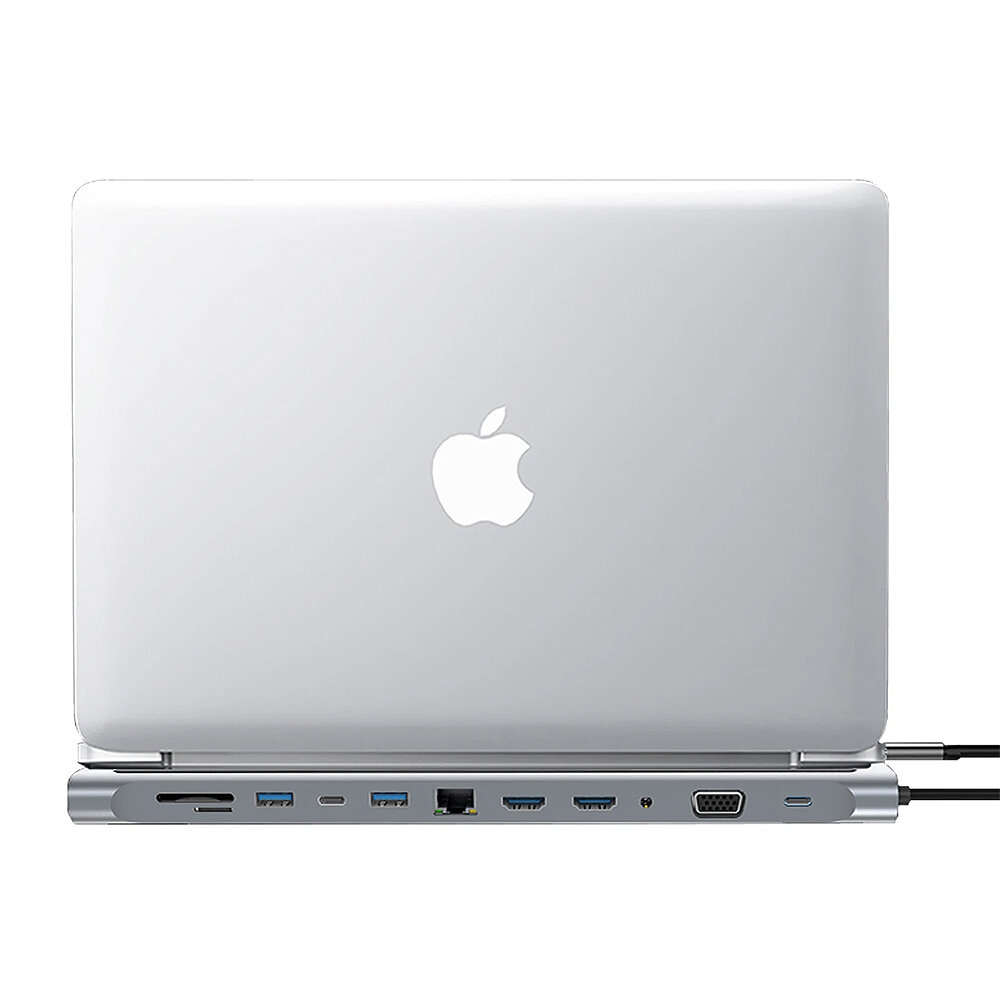 Bakeey 12-in-1 Type-C Docking Station USB-C Hub Splitter Adaptor with Dual 4K HDMI Display 1080P VGA