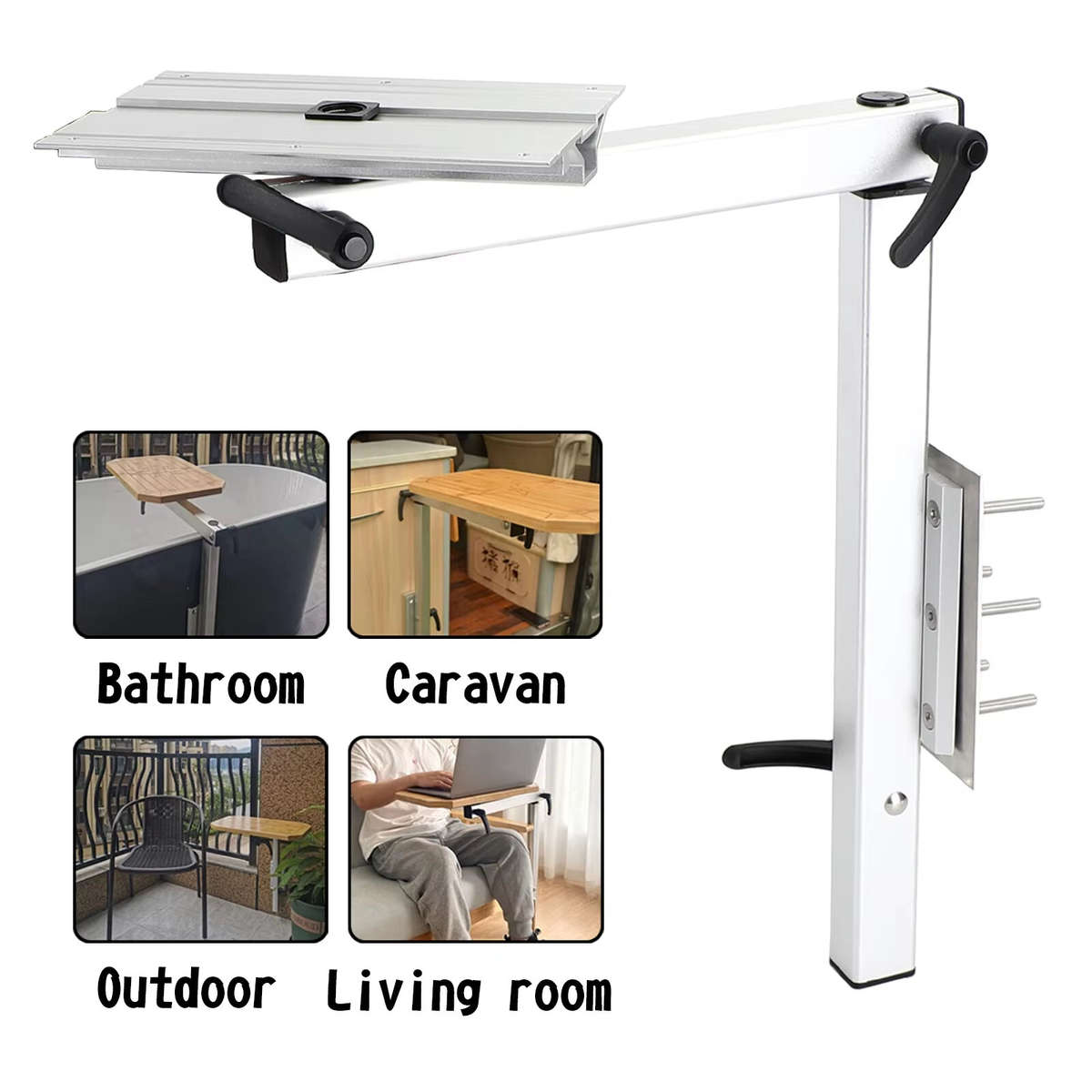 Silver - Artudatech Rv Table Leg Swivel Marine Folding & Adjust 360Campervans Motorhome Table Leg