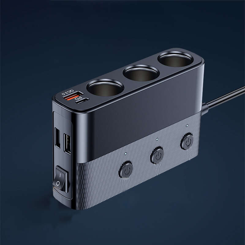 12V-24V 128W Car Charger Splitter Quick Charge PD QC 3.0 Power Socket Splitter 4 in 1 USB Charging S