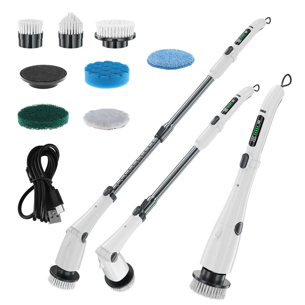 Black. - 9-In-1 Multifunctional Electric Mop Handheld 3 Speed Cordless Electric Brush LCD Digital Di