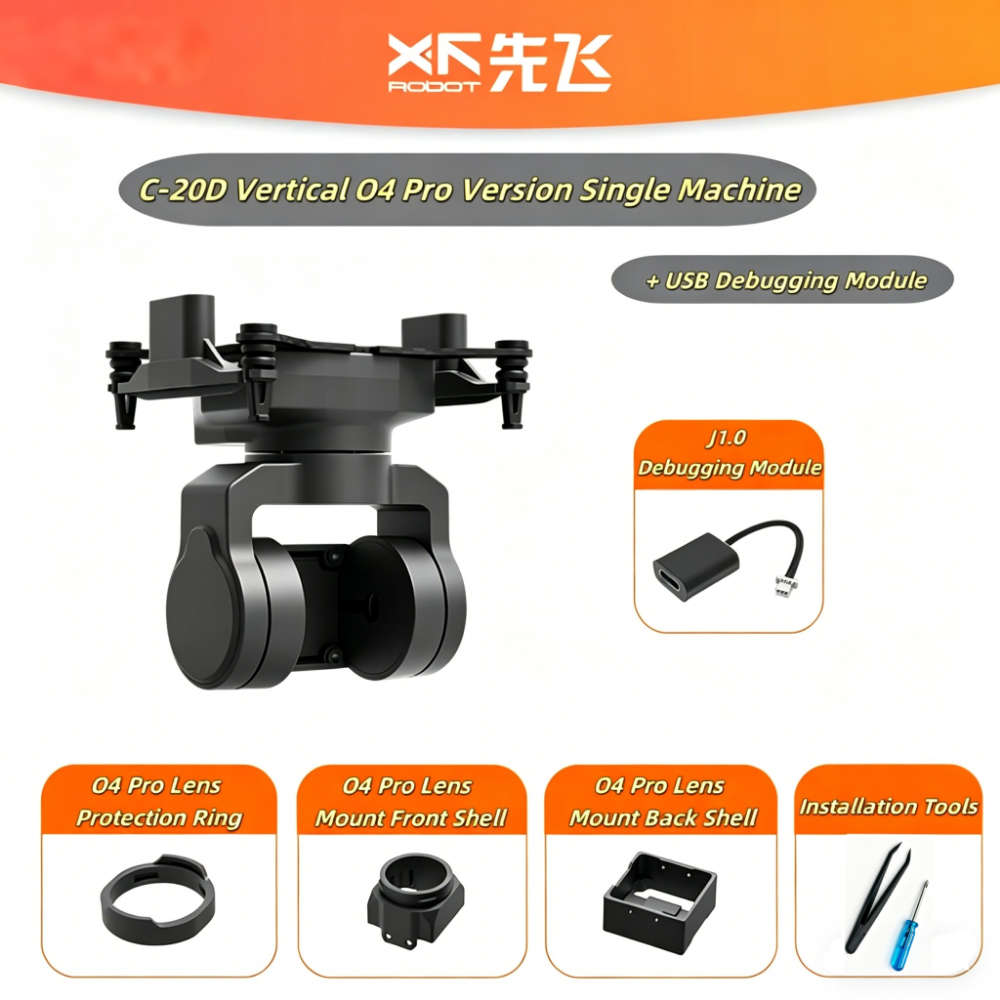 O4 PRO Version with Head tracking module - XF C-20D 2-Axis FPV Gimbal with 19mm Vertical Mount, DJI