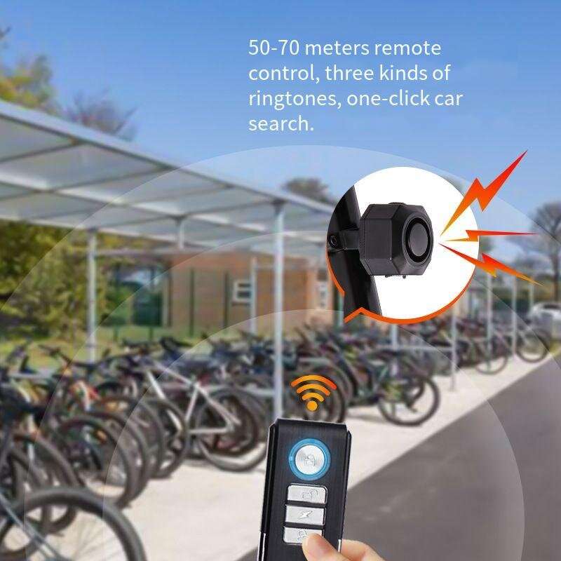 Black - XANES 110dB Bicycle Anti-theft Alarm Lock Wireless Control 70m Range 180 Days Standby USB Re
