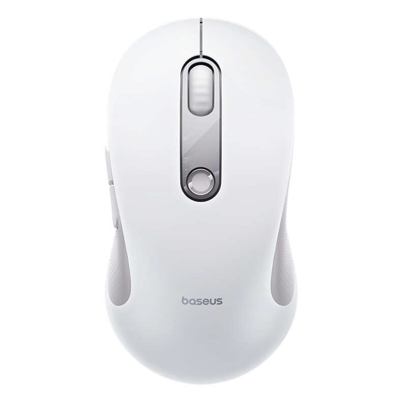 White - Baseus F02 bluetooth 5.3 Ergonomic Wireless Mouse 1600 DPI 70g Lightweight Portable Mute Mic