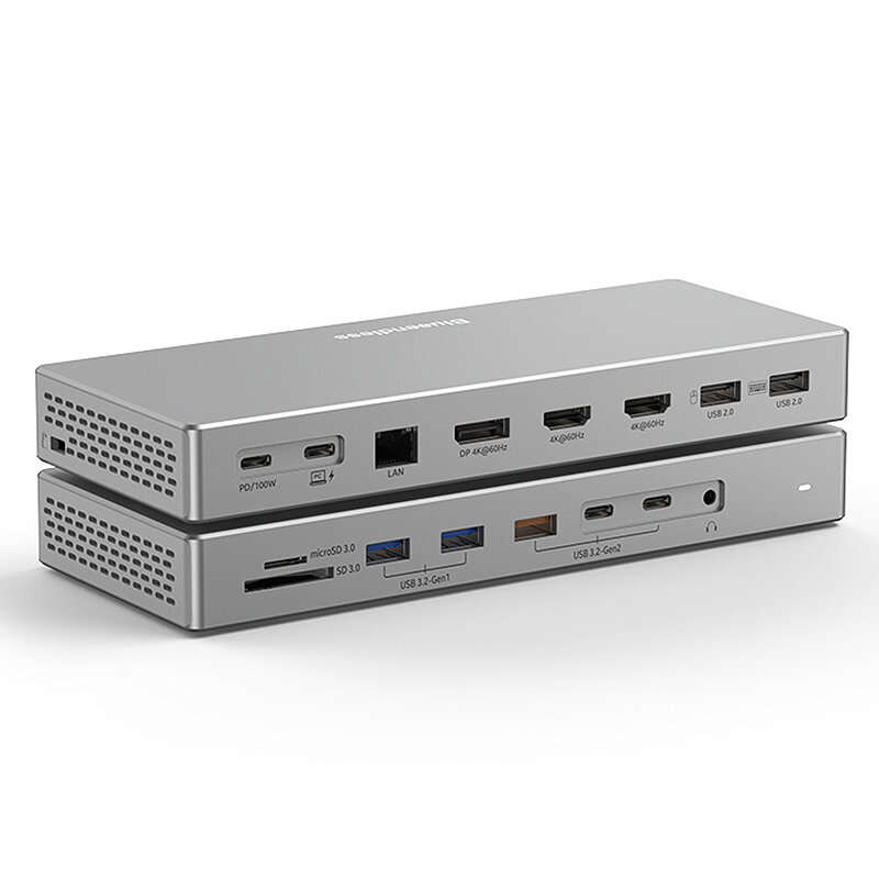 16-in-1[Dual DP+HD] - Blueendless HD1601 16-in-1 Type-C Docking Station with USB2.0 USB3.2 PD100W DP