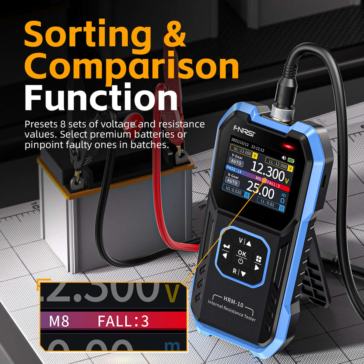 Blue - FNIRSI HRM-10 Battery Voltage Internal Resistance Tester 18650 High-precision AC Acid Lithium