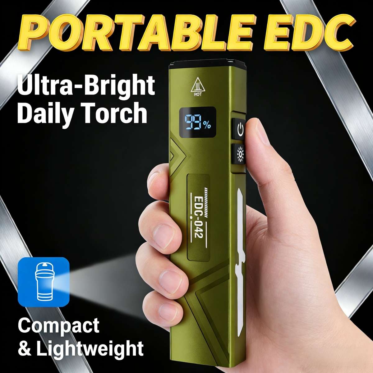 Orange - SEEKNITE EDC Mini Work Light Double-Sided Type-C Rechargeable Outdoor High-Intensity Flashl