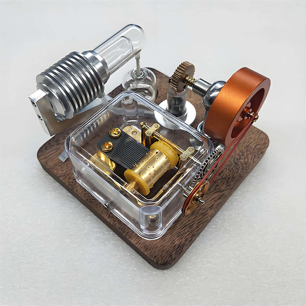 Silver - SH-016 Mechanical Music Box Stirling Engine Model Science Discovery Toys