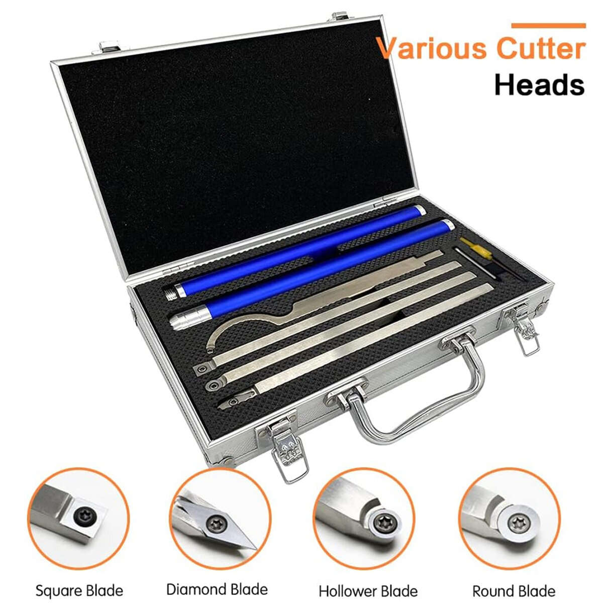 A - 6 In 1 Carbide Tipped Wood Turning Tools Set Latest Lathe Rougher Finisher Swan Neck Hollowing T