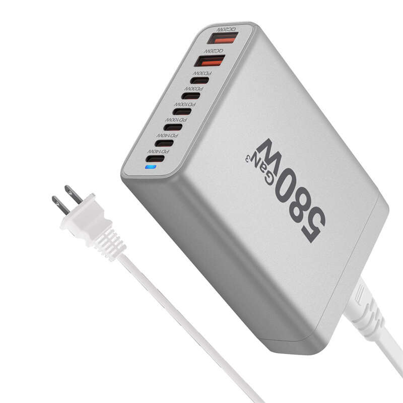 White & US Plug - [GaN Tech] Bakeey YMX-580W 580W 8-Port USB PD Charger 2USB-A+6USB-C PD QC Fast Cha