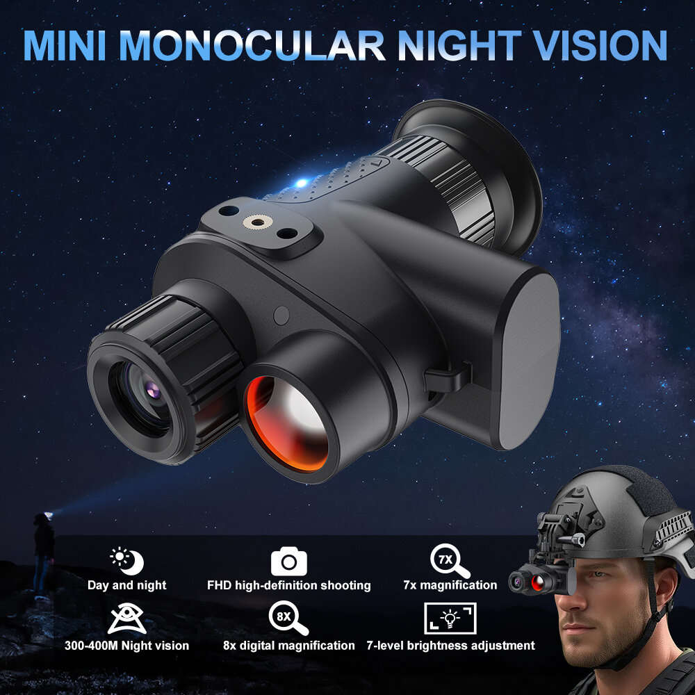 Black - IPRee NV4500 4K Mini Night Vision Device, 8X Digital Zoom Range 400M Infrared Night Vision M