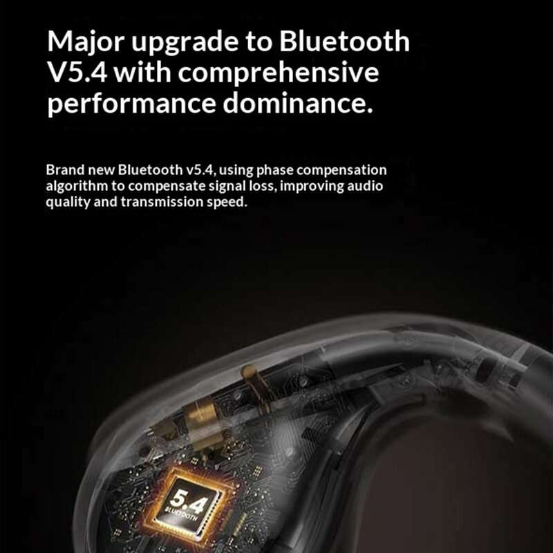 Black - LENOVO EA360 Air Conduction Headset Wireless bluetooth 5.4 Earphone Deep Bass Touch Control