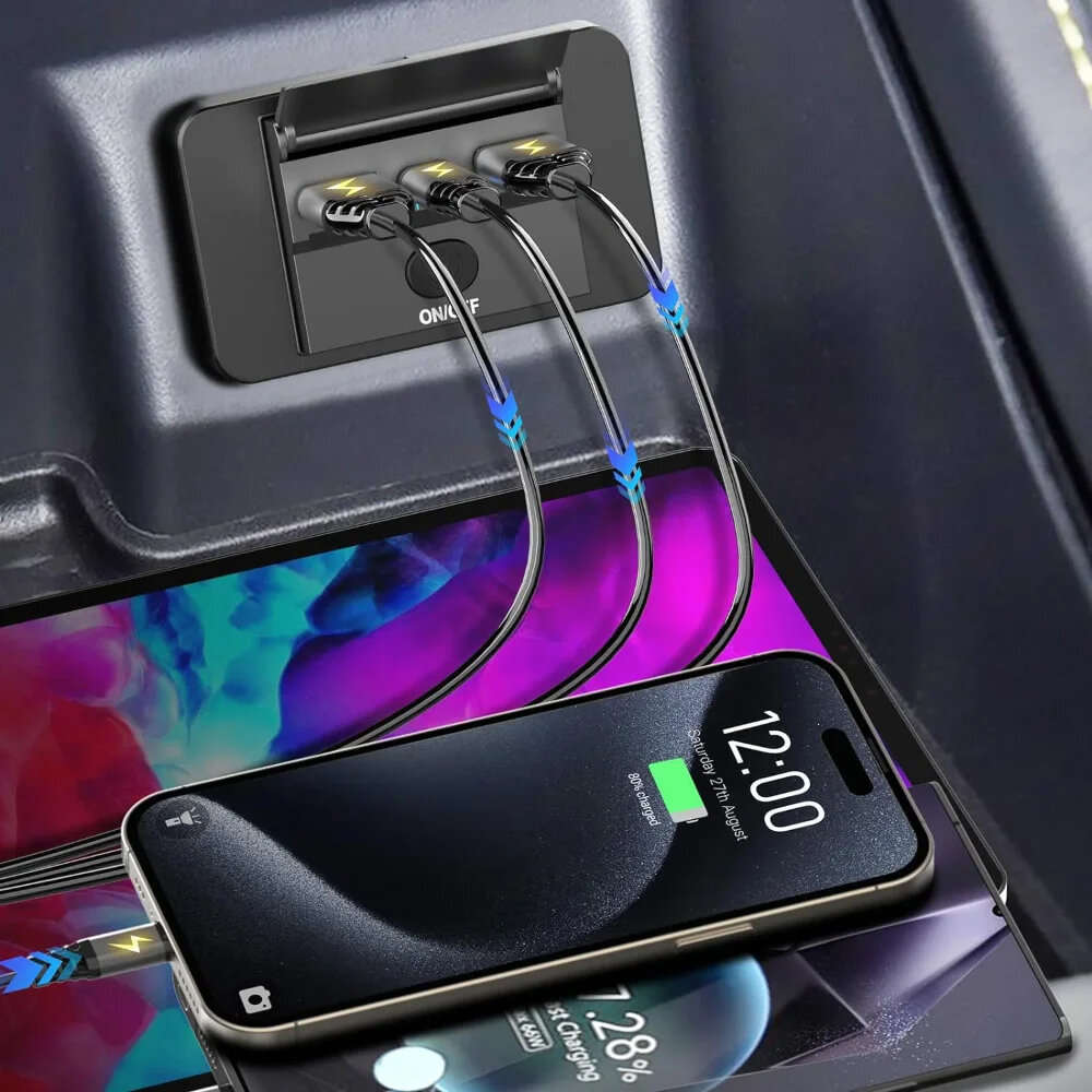 PD3.0+QC3.0+PD3.0 - 3 Port Car Charger Socket Multiple Device Charging 12V RV USB Outlet 72W Dual US