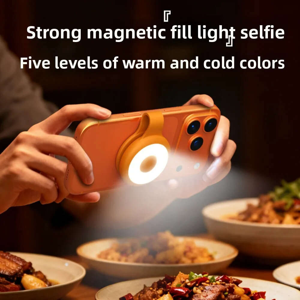 White - BIKIGHT L03 Magnetic LED Fill Light with 5 Light Modes Type-C Rechargeable Phone Camera Ring