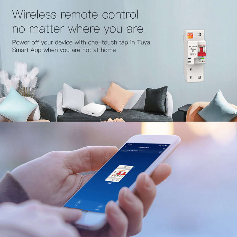 80A - MoesHouse Tuya 80A 2P Smart WiFi Circuit Breaker APP Remote Control Schedule Setting Voice Con