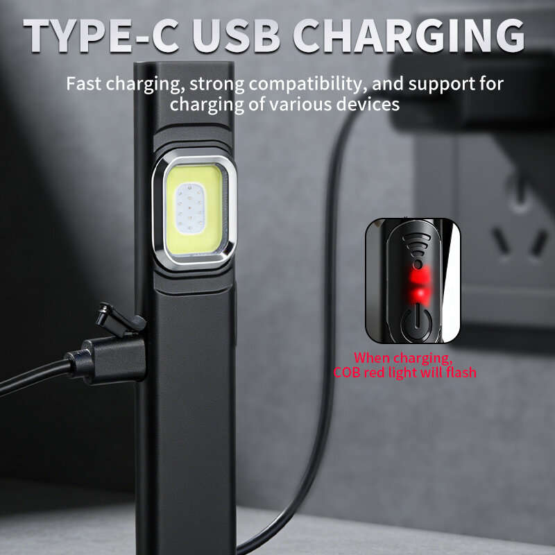 Black - Bikight X505 EDC Rechargeable Laser Flashlight UV COB Work Light Magnetic Base Type-C 450mAh