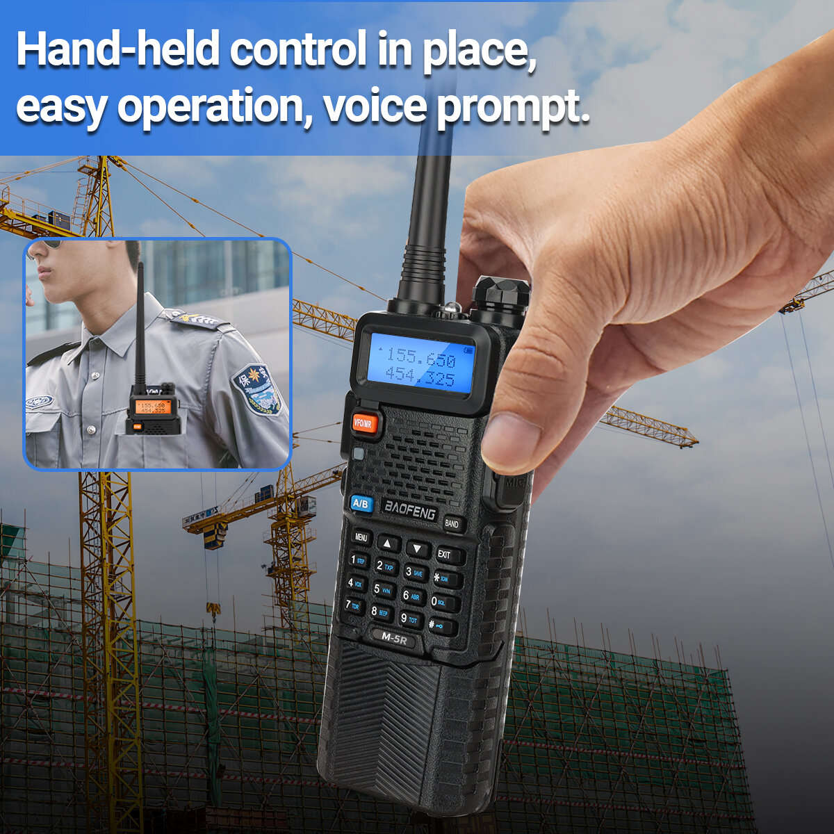 5W - Baofeng M-5R Walkie-Talkie 5W 8W Power Extended Version One-Key Frequency AM Aviation Full-Band
