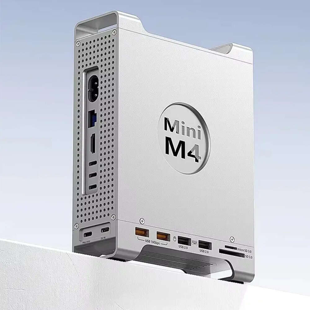 Gray - Vertical Docking Station for Mac Mini M4/M4 Pro With M.2 NVMe SSD Hard Drive Case SD/TF Port