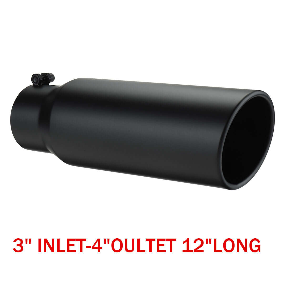 Silver - 3 Inch Inlet 4 Inch Outlet Exhaust Tip 12 Inch Length Tail Pipe Anti-Corrosive High Tempera