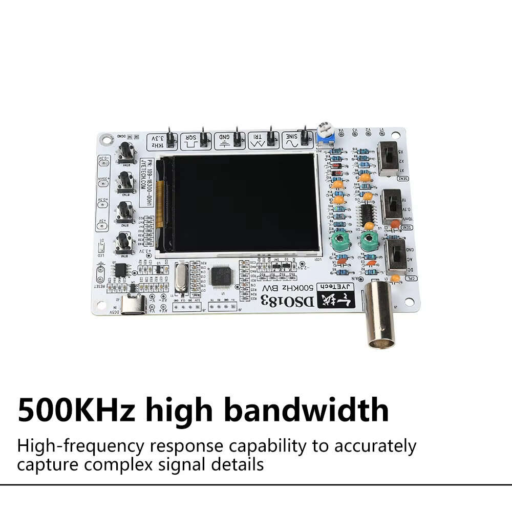 Kit - DSO183 DIY Digital Oscilloscope Kit DC 5V 500kHz 1.5Msps Built-in Signal Generator Type-C Inte