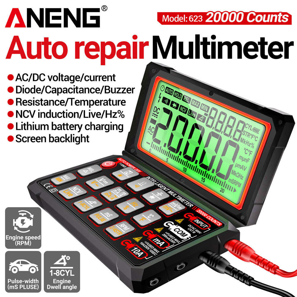 623 Pro - ANENG 623 623Pro Auto Repair Multimeter 20000 Counts AC/DC Voltage Current Resistance Capa