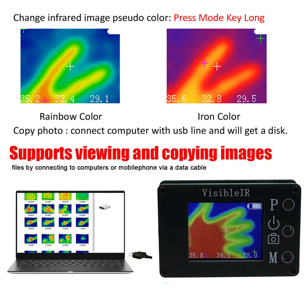 Black - VisibleIR B18 Thermal Imaging Camera 32x24 Pixels Temperature -40C to 300C Rechargeable USB