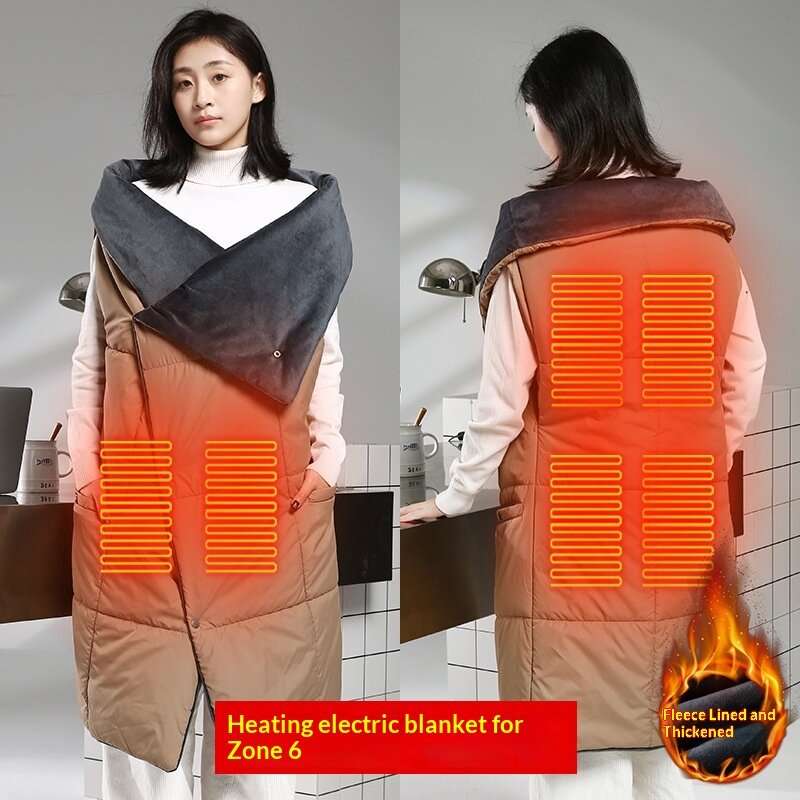 Grey - TENGOO Heated Throw Blanket 6 Heating Zones Trible Gears Temperature Level Control Washable S